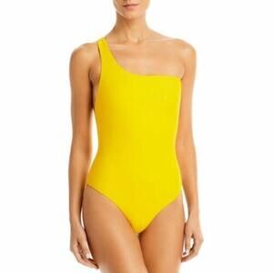 JADE Swim Women Shimmer One-Shoulder One-Piece Swimsuit Canary Size S 1278
